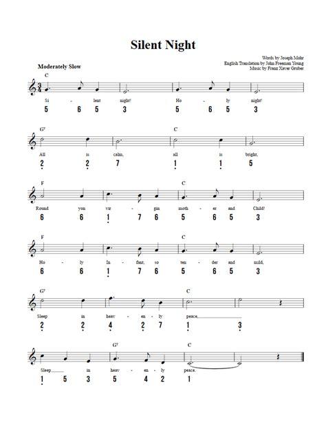 Silent Night - Easy Kalimba Sheet Music and Tab with Chords and Lyrics