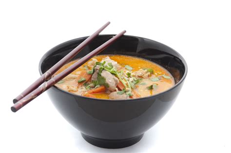 creamy soup in bowl with chopsticks - Free Stock Image