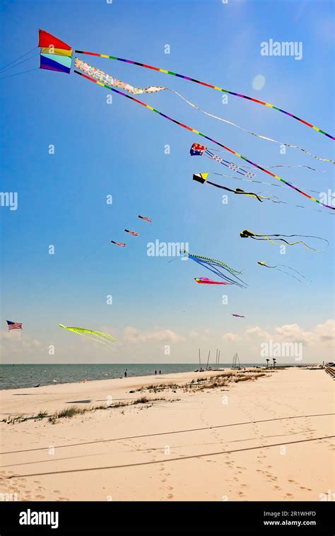 Colorful kites fly over the beach, May 13, 2023, in Long Beach ...