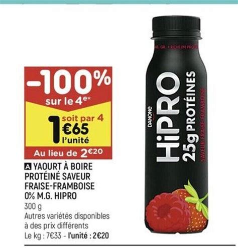 Promo A Yaourt Boire Prot In Saveur Fraise Framboise M G Hipro