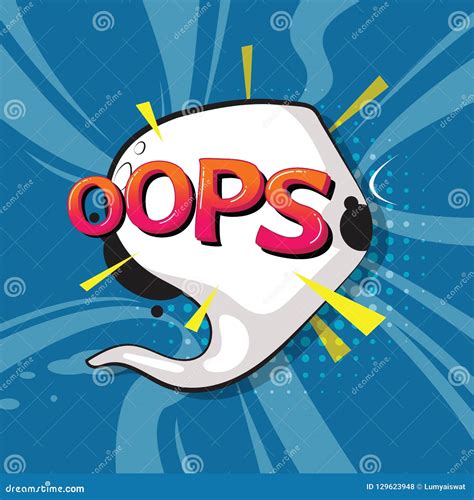 Oops Comic Text Speech Bubble Colored Pop Art Style Vector