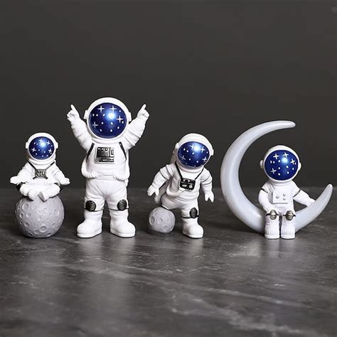 Amazon Ni JASW Blue White Astronaut Statues Set Of 4 Spaceman