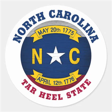 NORTH CAROLINA TAR HEEL STATE FLAG CLASSIC ROUND STICKER | Zazzle