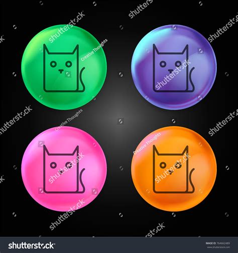 Pussy Cat Cartoon Outline Variant Crystal Stock Vector Royalty Free 764662489 Shutterstock