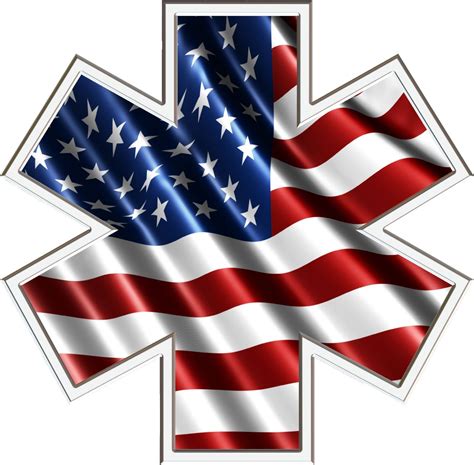 Star Of Life EMS EMT Emergency Fire Response Rescue American Flag In