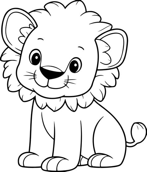 Premium Vector Lion Vector Illustration Black And White Outline Lion