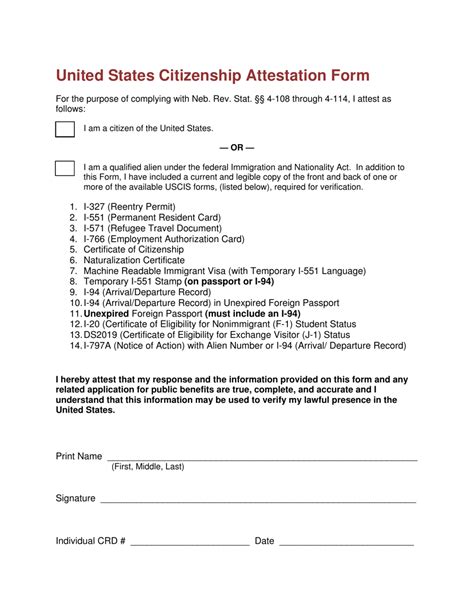 United States Citizenship Attestation Form Fill Out Sign Online And