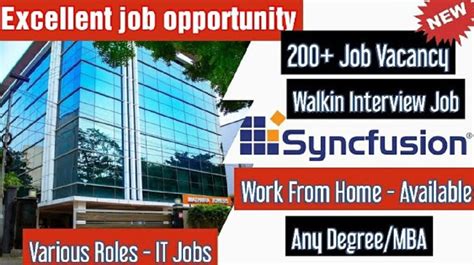 Syncfusion Walk In Interview Drive Work From Home Job Opportunity