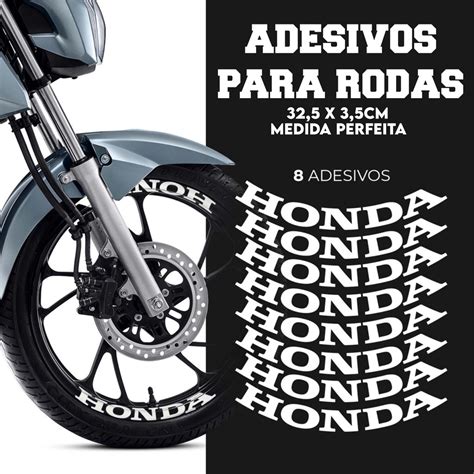 Kit Adesivos Honda Escrita Aro Moto Roda Decora O Escorrega O Pre O