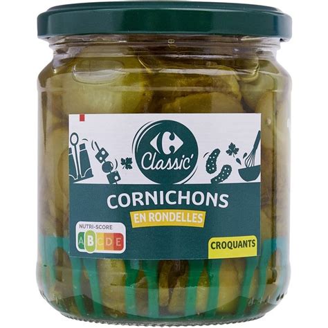 Cornichons en rondelles assaisonnés CARREFOUR CLASSIC le bocal de