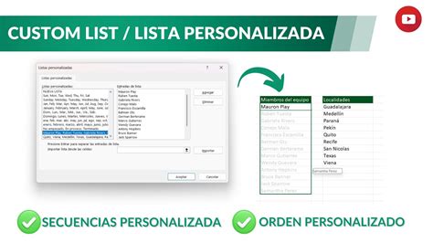 Custom List Listas Personalizadas En Excel Youtube