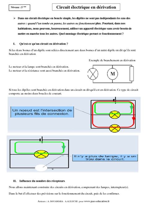 Circuit Lectrique En D Rivation Cours Me Physique Chimie