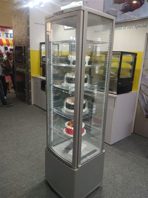 Stainless Steel And Glass Square Tower Cake Display System For Bakery