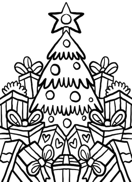 Desenho De Rvore De Natal Para Colorir Vetor Premium