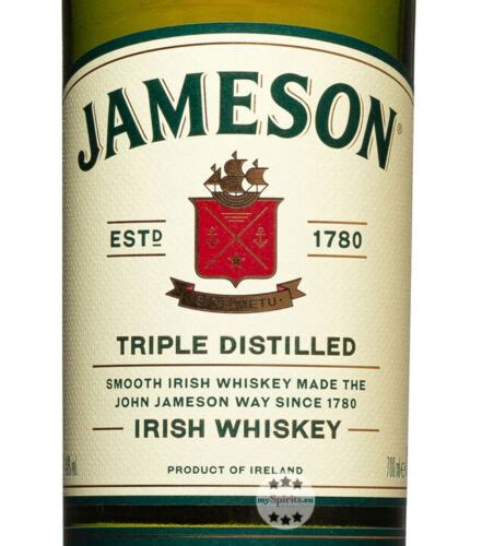 Jameson Irish Whiskey Triple Distilled 40 Vol 0 7 Liter Flasche