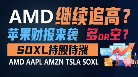 AMD财报后精准目标价继续追高苹果财报来袭如何预期SOXL持股待涨美股分析AMD AAPL AMZN TSLA SOXL