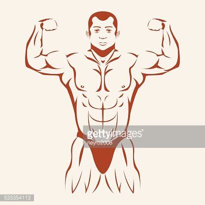 Bodybuilding And Powerlifting Bodybuilder Showing Muscles Vector