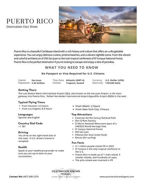 Puerto Rico Fact Sheet DestinationKnownTrav