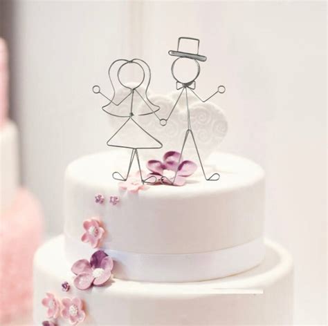 Wedding Cake Topper Bride and Groom Stick Figures - Etsy