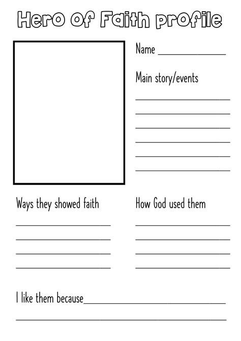 Hero Of Faith Profile Sheet Can Be Used For Bible Character Or Other