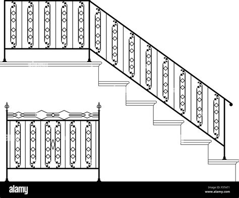 Wrought Iron Stair Railing Design Vector Art Stock Vector Image Art