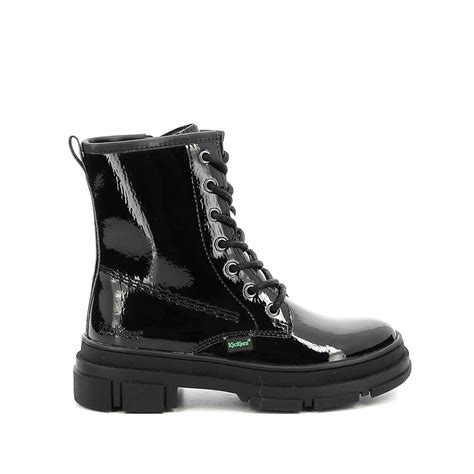 Bottines En Cuir Lacets Kick Goji Noir Kickers La Redoute