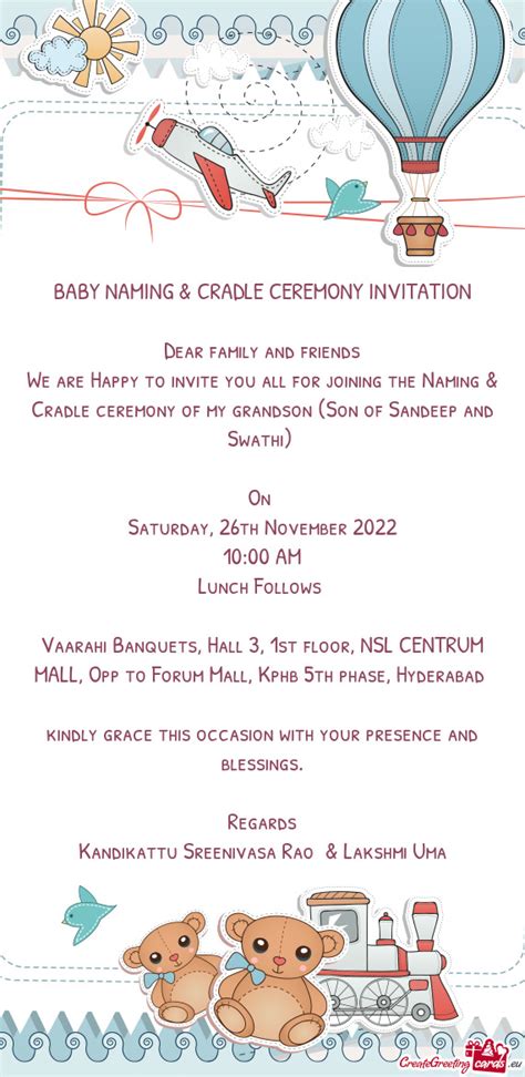 Baby Naming And Cradle Ceremony Invitation Free Cards