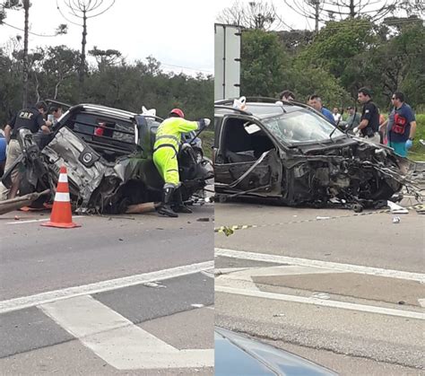 Carro e caminhão batem de frente e acidente deixa duas pessoas