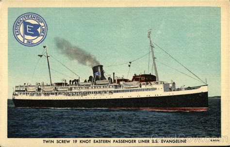 Eastern Steamship Lines Ss Evangeline Steamers Postcard