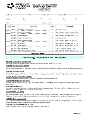 Fillable Online Midlandstech Gerontology Certificate At Midlands Tech