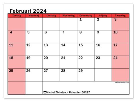 Kalender Februari 2024 502zz Michel Zbinden Nl