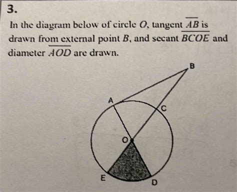 In The Diagram Below Of Circle O Tangent Overline Ab Is Drawn From