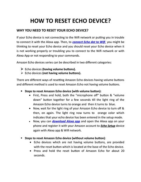 HOW TO RESET ECHO DEVICE? by setupechoplus - Issuu