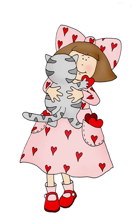 Free Dearie Dolls Digi Stamps Valentine Girl With Kitty Dearie Dolls