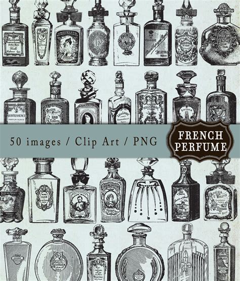 0198 Vintage Perfume Bottles Clip Art Png 50 Different Elements