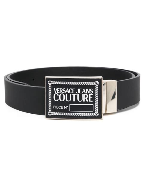 Buy Versace Logo Plaque Leather Belt Black At 49 Off Editorialist