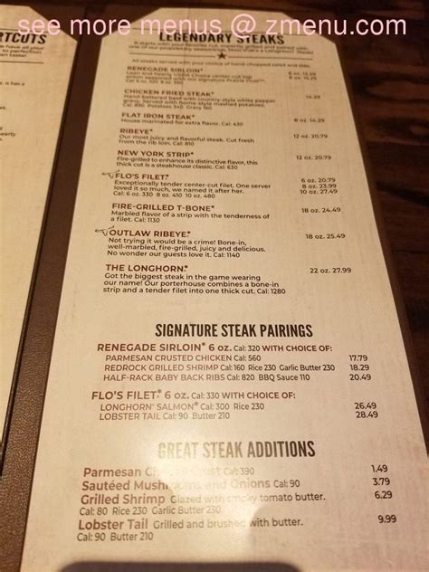 Printable Longhorn Menu