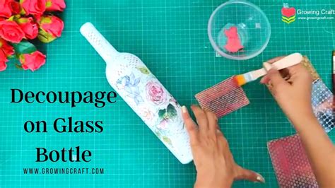 Glass Bottle Decoupage Art With Napkin I 1 Easy Decoupage Tutorial