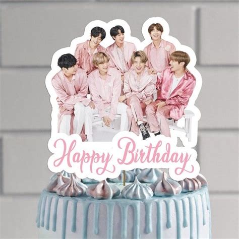 Instant Download Personalised Bts Kpop Cake Topper Birthday Etsy