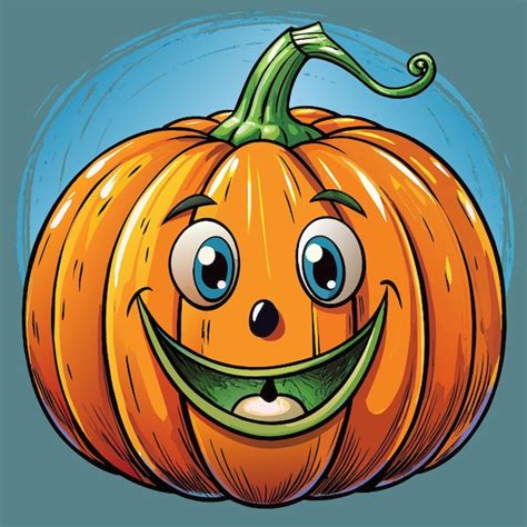 Una Caricatura De Una Calabaza Con Una Sonrisa En Ella Vector Premium