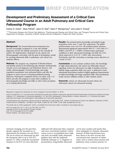 Pdf Development And Preliminary Assessment Of A Critical Care Ultrasound Course In An Adult