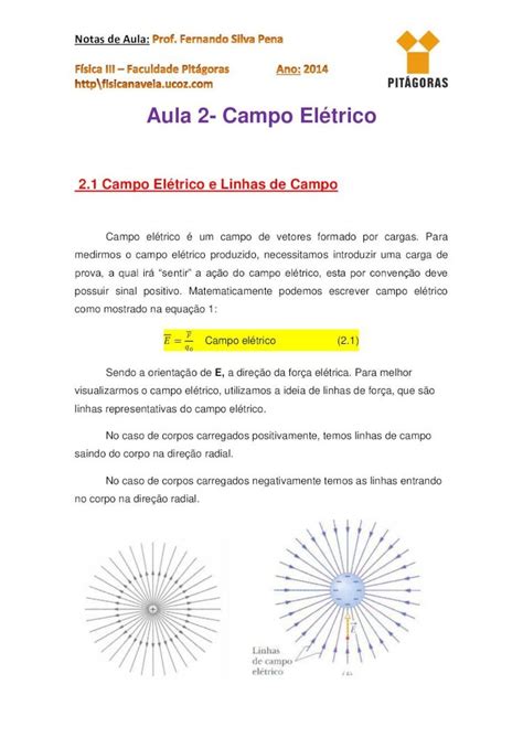 PDF Notas de Aula 2 Campo Elétrico Linhas de Força DOKUMEN TIPS