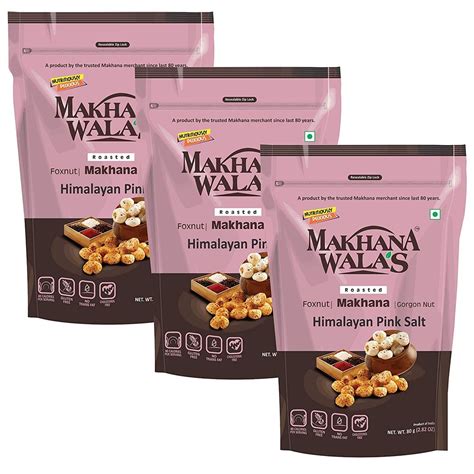 Makhanawalas Roasted Makhana Foxnuts Himalayan Pink Salt Pack Of 3 80