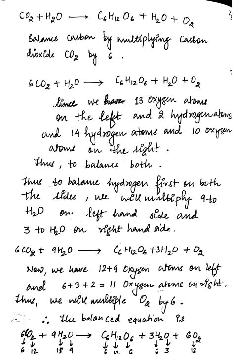 How To Balance The Chemical Equation Of Photosynthesis Co2 H2o C6h12o6 O2 H2o