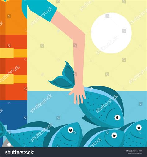 Fishing People Cartoon Stock Vector Royalty Free 1092724517