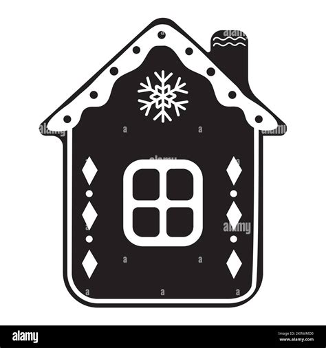 Ginger house template, Christmas cookies, black color template, isolated vector illustration ...