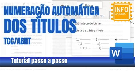 Word Numerar automaticamente os títulos de um TCC YouTube