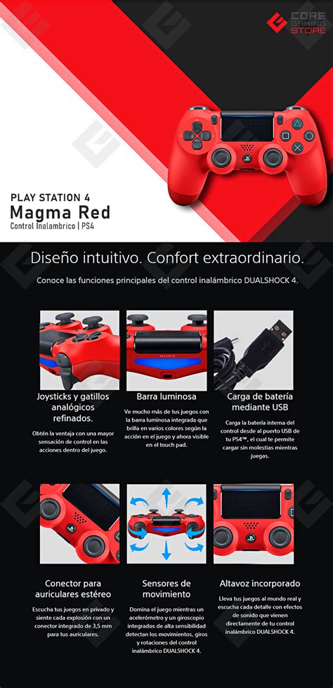 Control Inal Mbrico Dualshock Magma Red Play Station Ps