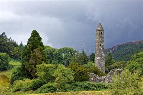 Glendalough Monastic Tower 6th Century Old Tower Wicklow Mountains