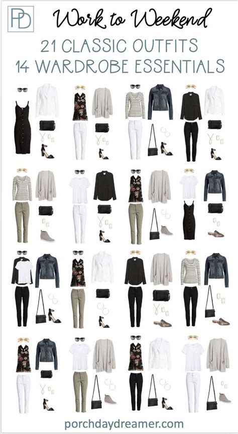 21 Classic Outfits From 14 Wardrobe Essentials Work Wardrobe Essentials Capsule Wardrobe Work